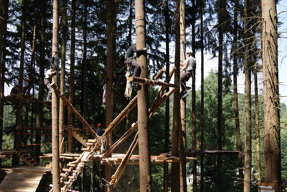Baumhauskonstruktion im Wald